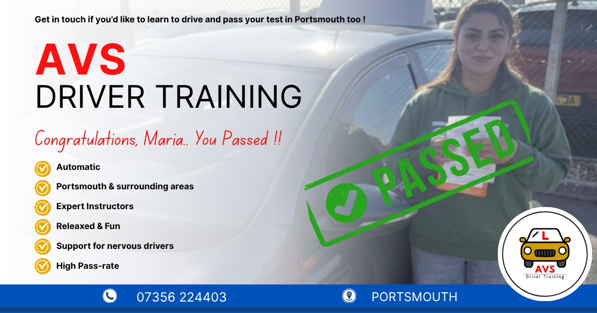 Maria passed their driving test with AVS Driver Training