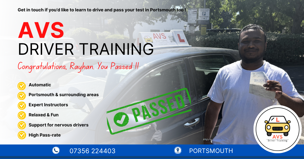 Rayhan passed their driving test with AVS Driver Training